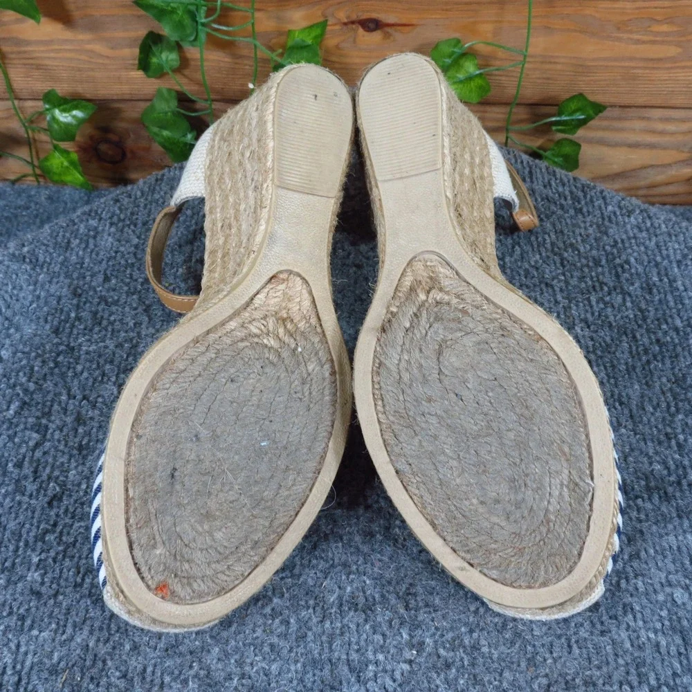 White Mountain Mamba Women Espadrille Wedge Size 7.5 Summer Nautical Blue White